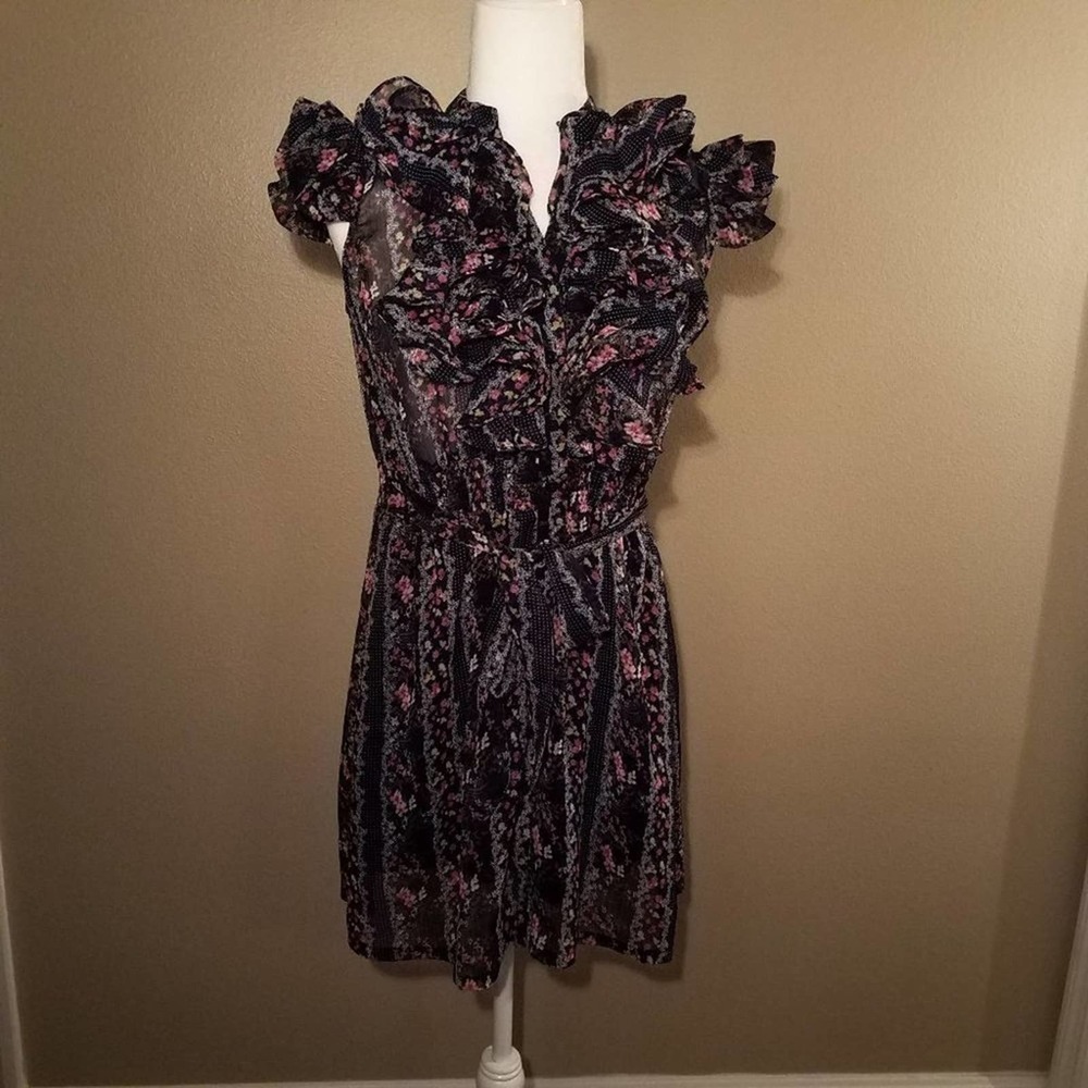 🦋 TWENTY One Floral Mini Dress Ruffles Button Down Small